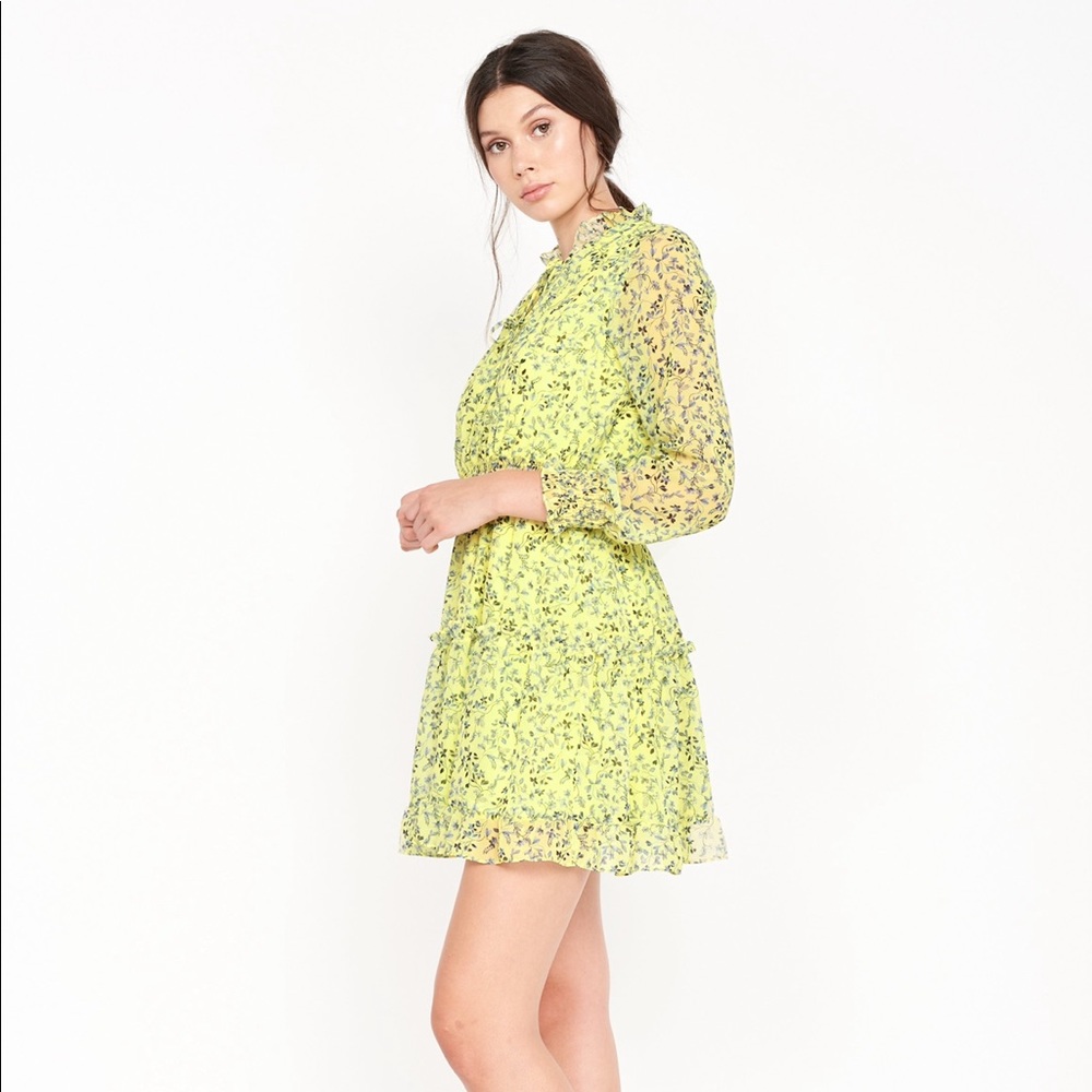 NSR Emma Yellow Floral Ruffle Smock Dress